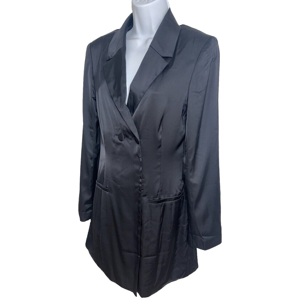 Abercrombie & Fitch Black Satin Blazer Mini Dress Women Size XS NEW